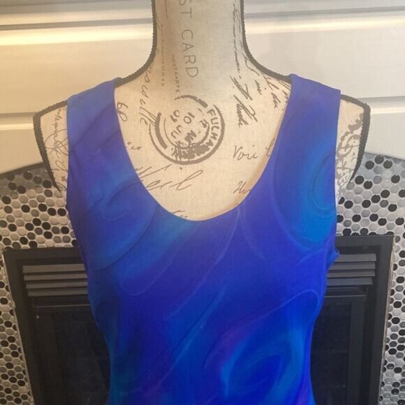 Simply silk blue and purple dress, size large, excellent used condition - Picture 4 of 11